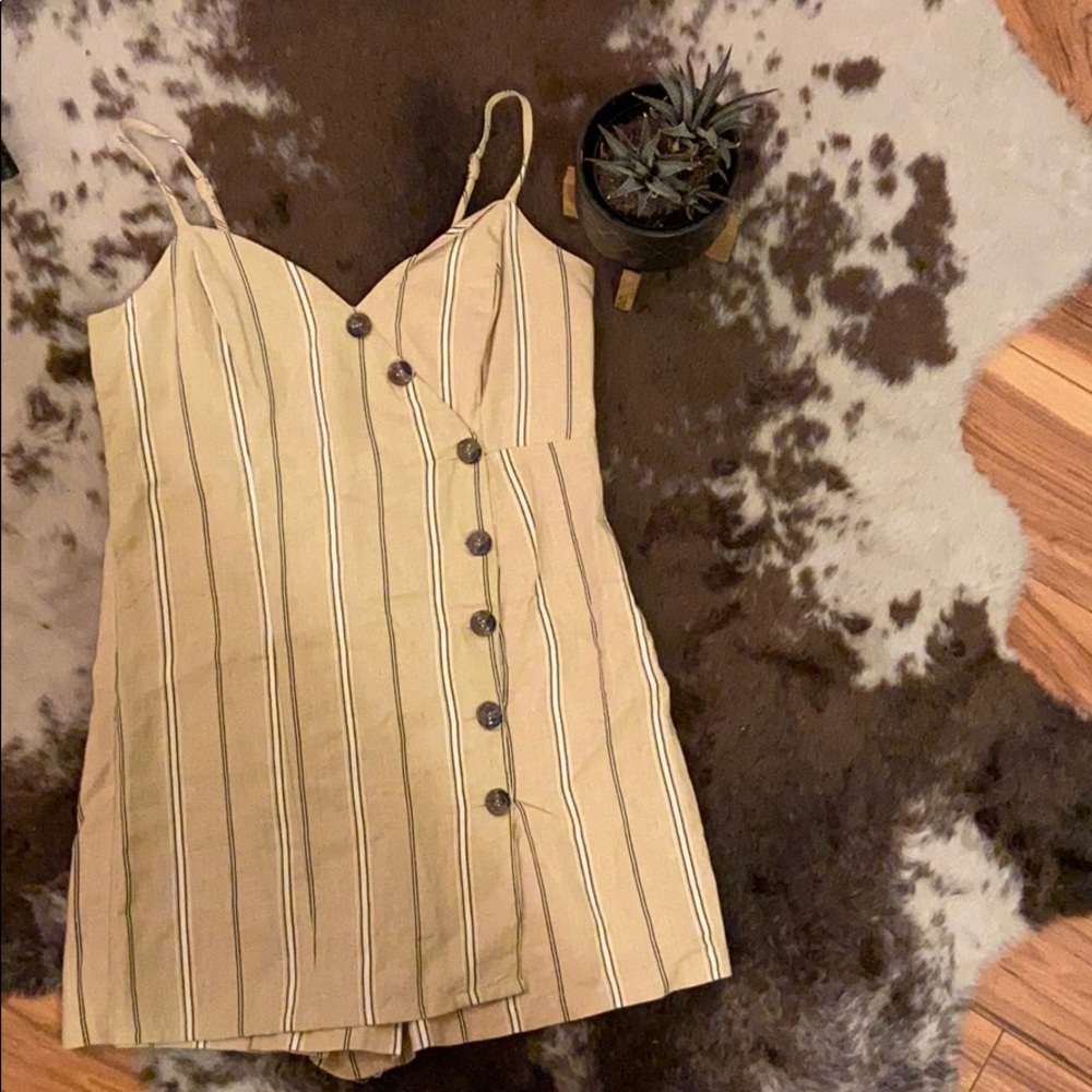 NWT Tan stripped romper dress